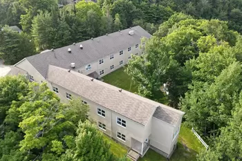 Aerial view of the back of the main building